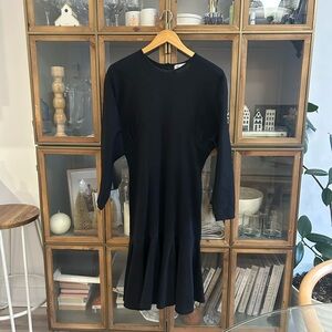 Vintage Black Long-Sleeve & Flare Dress